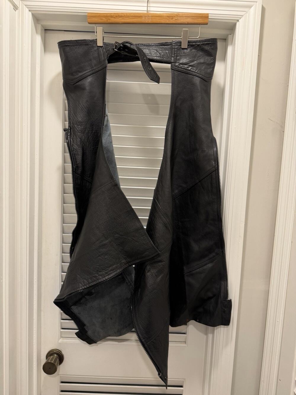 Multiplex XXL Genuine Leather Motorcycle Chaps Black Biker Full Zip Canada